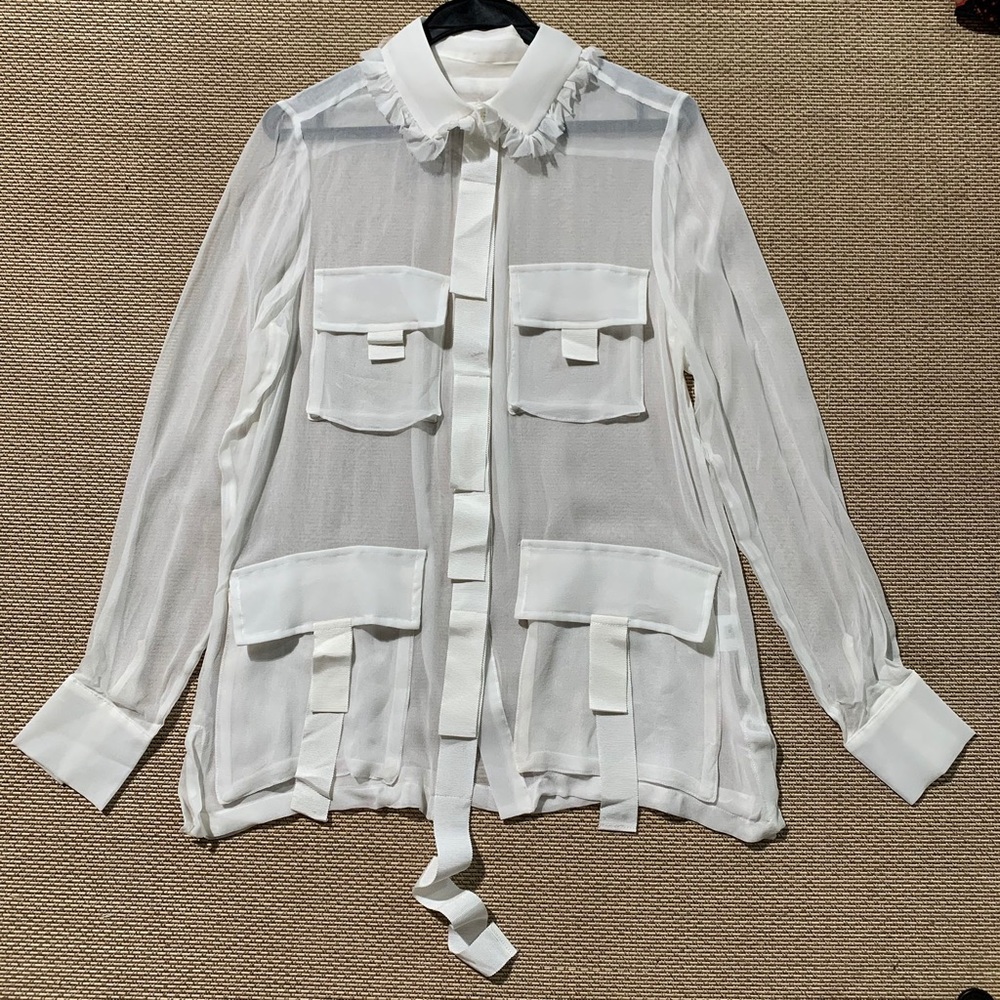 Lee Mathews 100silk shirt multi-way chiiiic
